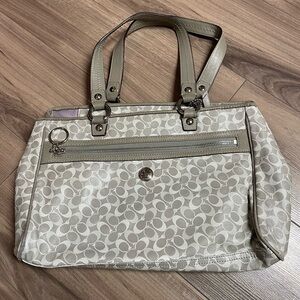 Coach Beige and Gray Signature Tote